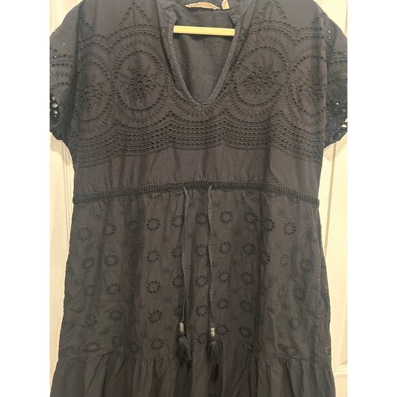 Soft Surroundings Black Maxi Eyelet Dress Size L - Picture 4 of 7